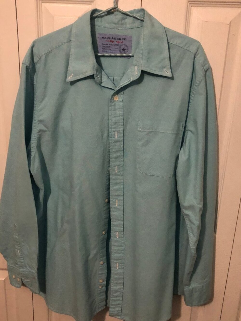 Mens size Large Saddlebred Vintage Oxford Turquoise Shirt